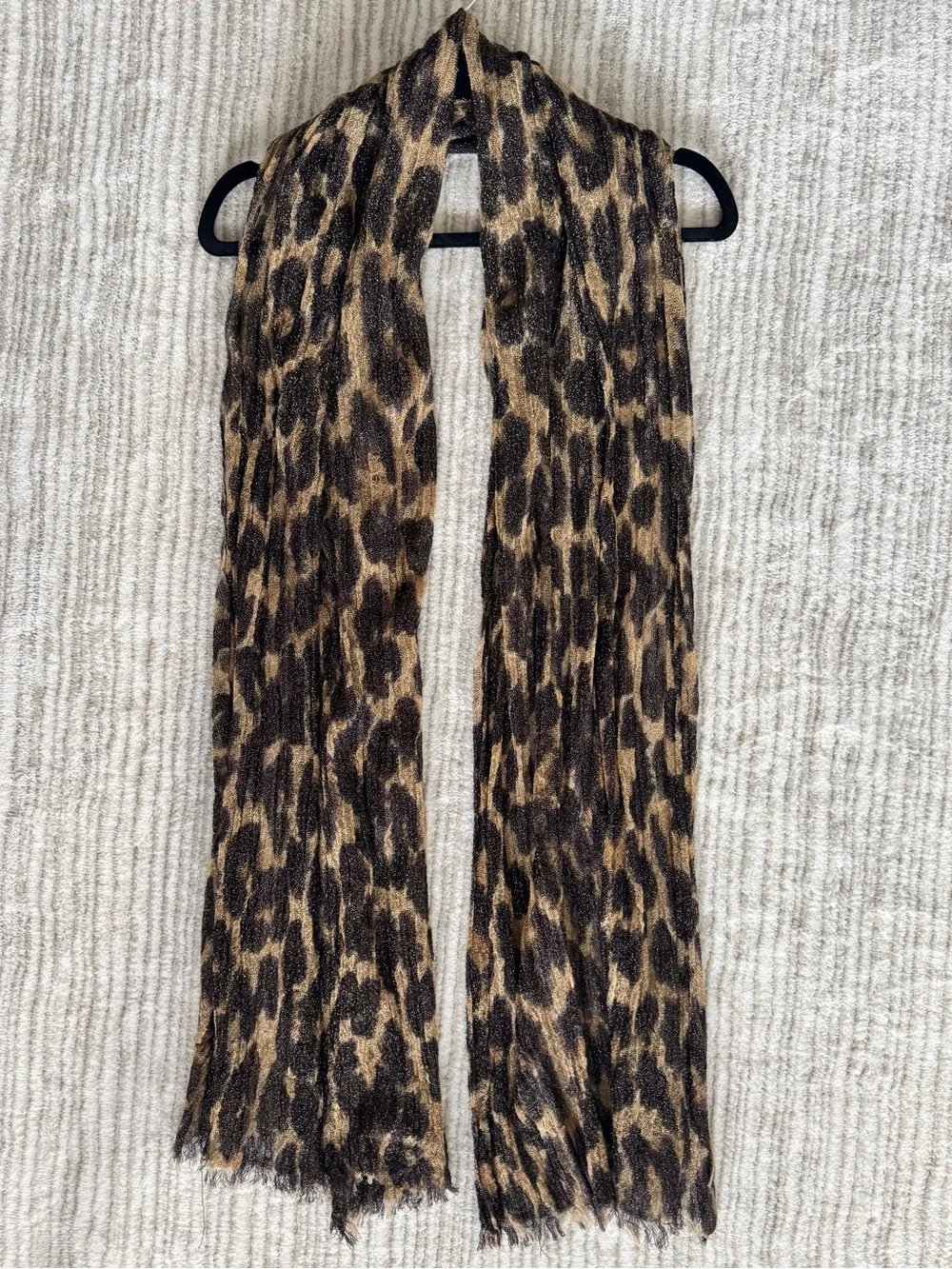 Ann Taylor Leopard Print Metallic Shimmer Scarf